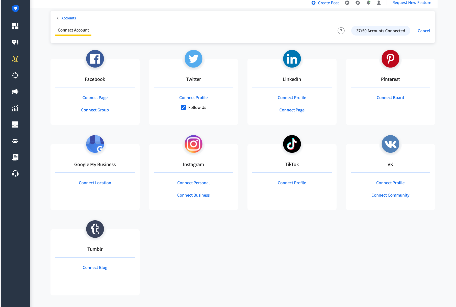 top SocialPilot features accounts